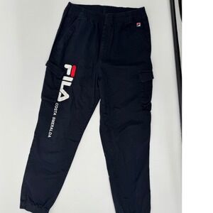 Kids Fila Black Cargo Jogger Pants Costa Smeralda Style K12B022801